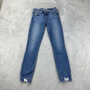 Paige Women's Size 24x27 Verdugo Ankle Distressed Zipper Fly Blue Denim Jeans